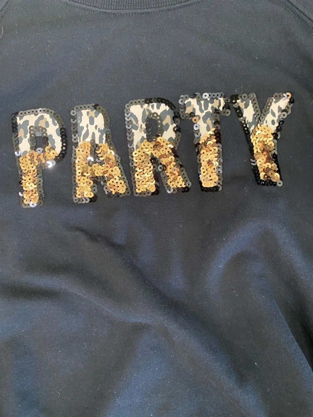 torrid Black Sweatshirt with Gold Sequin 'PARTY'